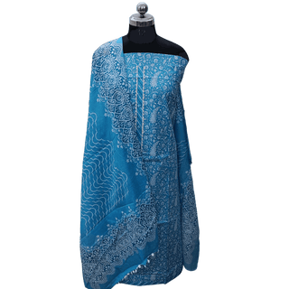 Pure Cotton Blue Office Wear Suit with cotton dupatta under Rs. 1500- Myshkaa