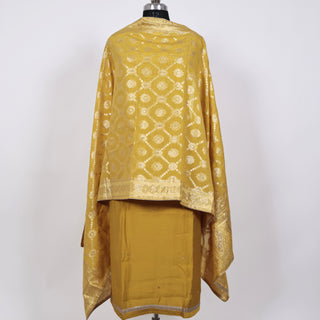 Mustard Party Wear Suit with Neck embroidery and silk dupatta