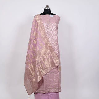 Pink Party Wear Banarasi silk Suit Fabric and silk dupatta