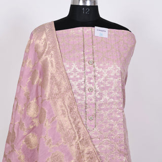 Pink Party Wear Banarasi silk Suit Fabric and silk dupatta