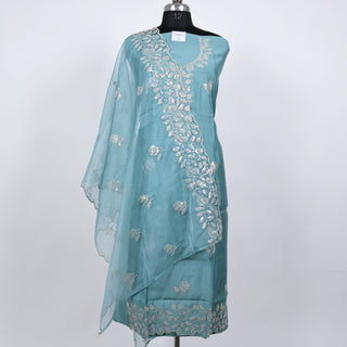 Party Wear Suit with embroidery and organic organza dupatta