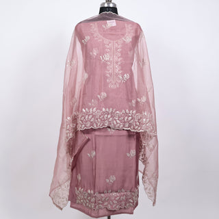 Party Wear Suit with embroidery and organic organza dupatta