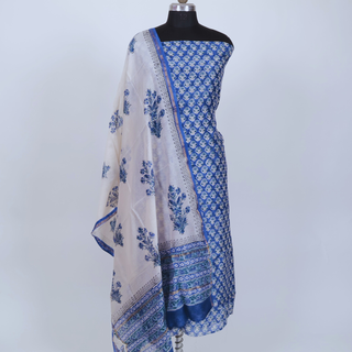 Handblock Chanderi Suit Material with Chanderi Dupatta