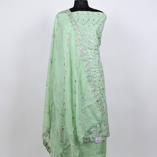 Light Green Party Wear Chanderi Suit fabric and dupatta