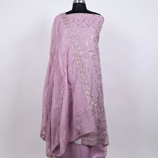 Mauve Party Wear Chanderi Suit fabric and dupatta