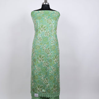 Light Green Party Wear Organic Organza (soft) Suit fabric with Neck embroidery and dupatta