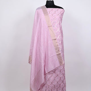 Pink Party Wear Chanderi Suit fabric and dupatta