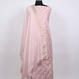 Peach Color Party Wear Chanderi Suit fabric and dupatta