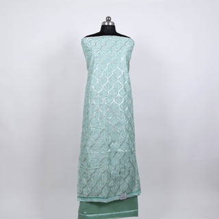 Sea Green Color Party Wear Chanderi Suit fabric and dupatta