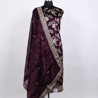 Wine Color Party Wear Shimmer Suit fabric and dupatta