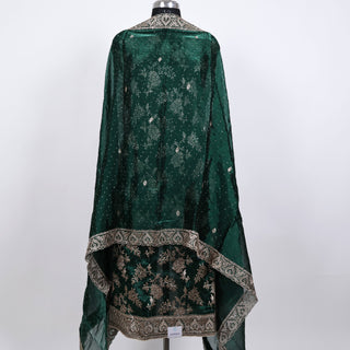 Green Party Wear Shimmer Suit fabric and dupatta