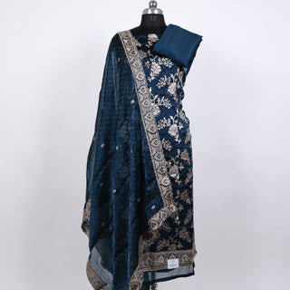 Blue Party Wear Shimmer Suit fabric and dupatta