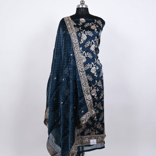 Blue Party Wear Shimmer Suit fabric and dupatta