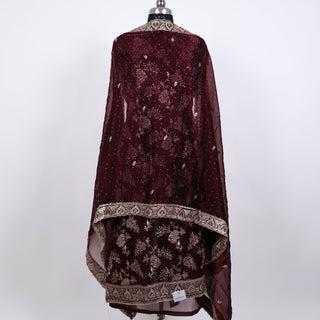 Burgundy Color Party Wear Shimmer Suit fabric and dupatta