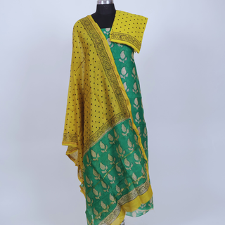 Handblock Chanderi Suit Material with Chanderi Dupatta