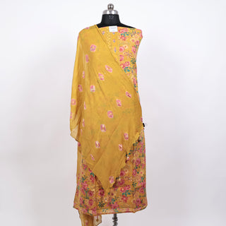 Mustard Cotton Office Wear Suit with Chiffon Dupatta