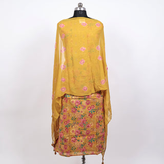 Mustard Cotton Office Wear Suit with Chiffon Dupatta