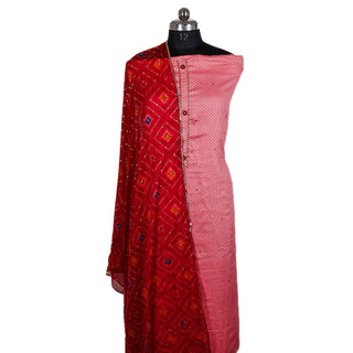 Premium Cotton Suit with gotaa patti work on neck and Bandhini dupatta