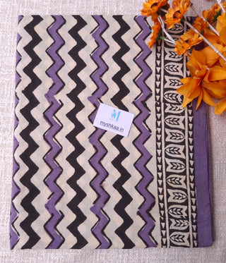 Striped Cotton Handblock Office Wear Suit fabric with Kota Doria Dupatta