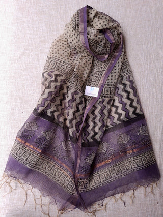 Striped Cotton Handblock Office Wear Suit fabric with Kota Doria Dupatta