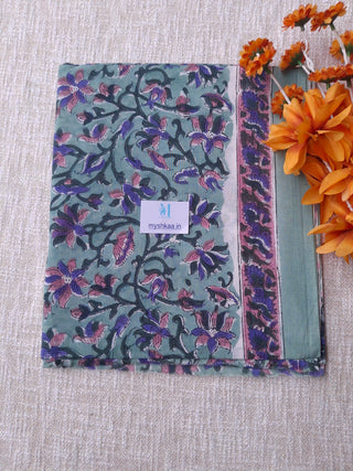 Green Cotton Handblock Office Wear Suit fabric with Kota Doria Dupatta