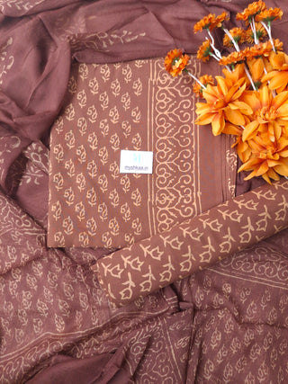 Premium Cotton Handblock Suit fabric with Chiffon Dupatta