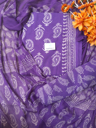 Premium Cotton Handblock Suit fabric with Chiffon Dupatta