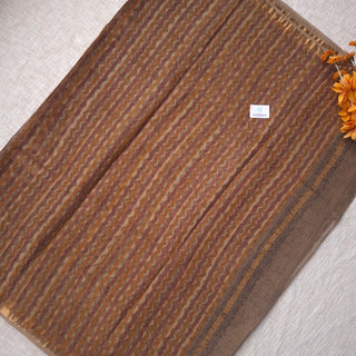 Hand Block Print Kota Doria Cotton Saree with Zari border and Unstitched Blouse Piece