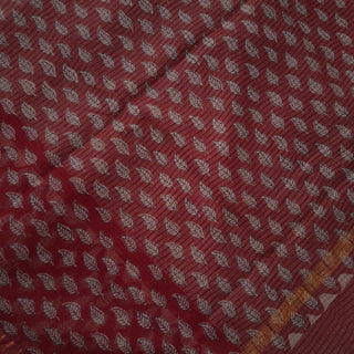 Hand Block Print Kota Doria Cotton Saree with Zari border and Unstitched Blouse Piece