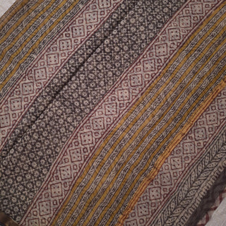 Hand Block Print Kota Doria Cotton Saree with Zari border and Unstitched Blouse Piece