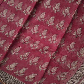 Hand Block Print Kota Doria Cotton Saree with zari border and unstitched Blouse Piece