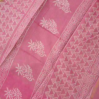 Hand Block Print Kota Doria Cotton Saree with zari border and unstitched Blouse Piece
