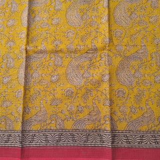 Hand Block Print Kota Doria Cotton Saree with zari border and unstitched Blouse Piece
