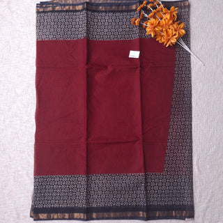 Hand Block Print Kota Doria Cotton Saree with zari border and unstitched Blouse Piece