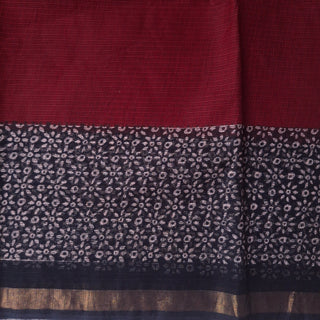 Hand Block Print Kota Doria Cotton Saree with zari border and unstitched Blouse Piece