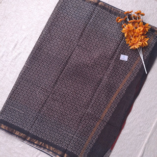 Hand Block Print Kota Doria Cotton Saree with zari border and unstitched Blouse Piece