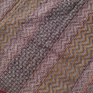 Hand Block Print Kota Doria Cotton Saree with zari border and unstitched Blouse Piece