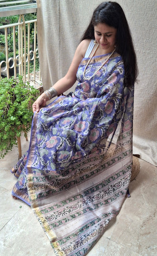 Maheshwari Silk Saree with Unstitched Blouse Piece