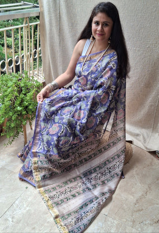 Maheshwari Silk Saree with Unstitched Blouse Piece (Lining Included)