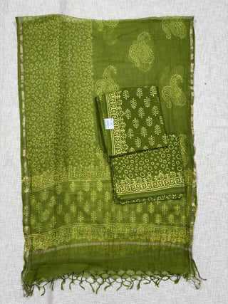Cotton Handblock Office Wear Suit fabric with Kota Doria Dupatta