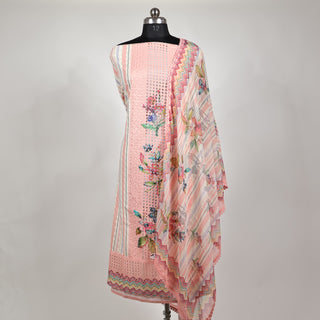 Peach Office Wear Suit fabric with chiffon dupatta