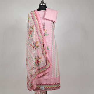 Pink Office Wear Suit fabric with chiffon dupatta