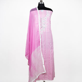 Pink Office Wear Suit fabric with chiffon dupatta