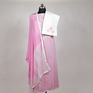 Pink Office Wear Suit fabric with chiffon dupatta