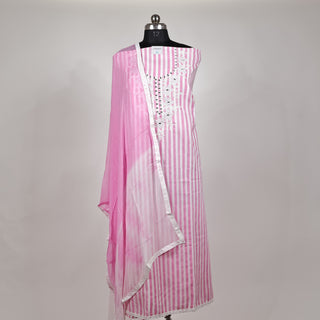 Pink Office Wear Suit fabric with chiffon dupatta