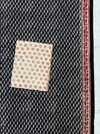 Black color Handblock Office Wear Suit fabric with Kota doria Dupatta