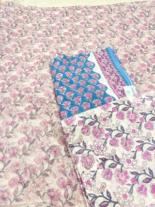 Cotton Handblock Office Wear Suit fabric with Kota Doria Dupatta