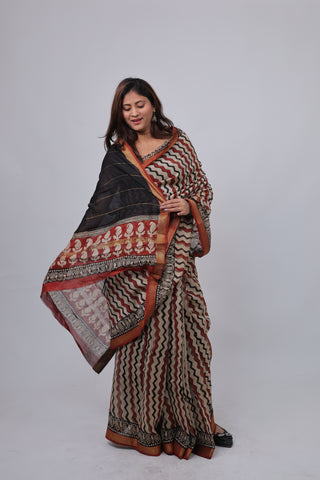 Premium Maheshwari Silk Saree with Unstitched Blouse Piece