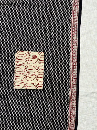 Black color Handblock Office Wear Suit fabric with Kota doria Dupatta