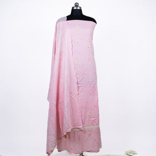 Premium Cotton Pink Embroidery Office Wear Suit